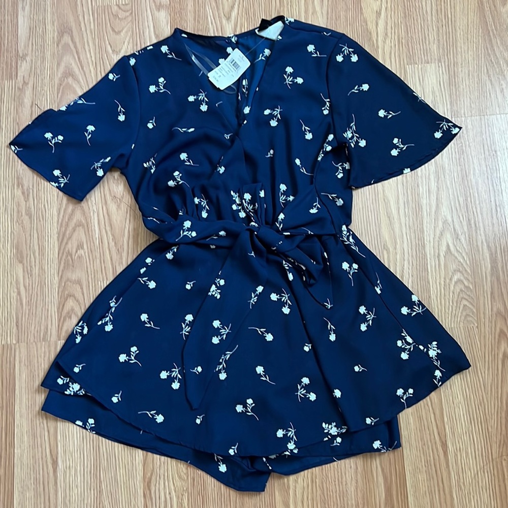 Navy Floral Romper
